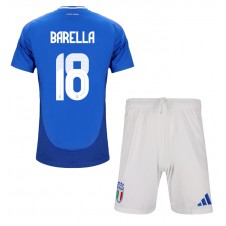 Italia Nicolo Barella #18 Hjemmedraktsett Barn EM 2024 Kortermet (+ korte bukser)